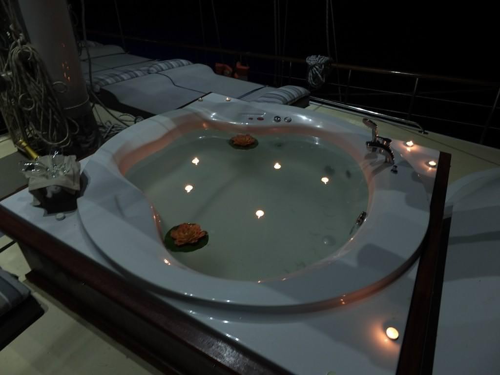 a round white plate with food on it aboard KAPTAN MEHMET BUGRA Yacht for Charter