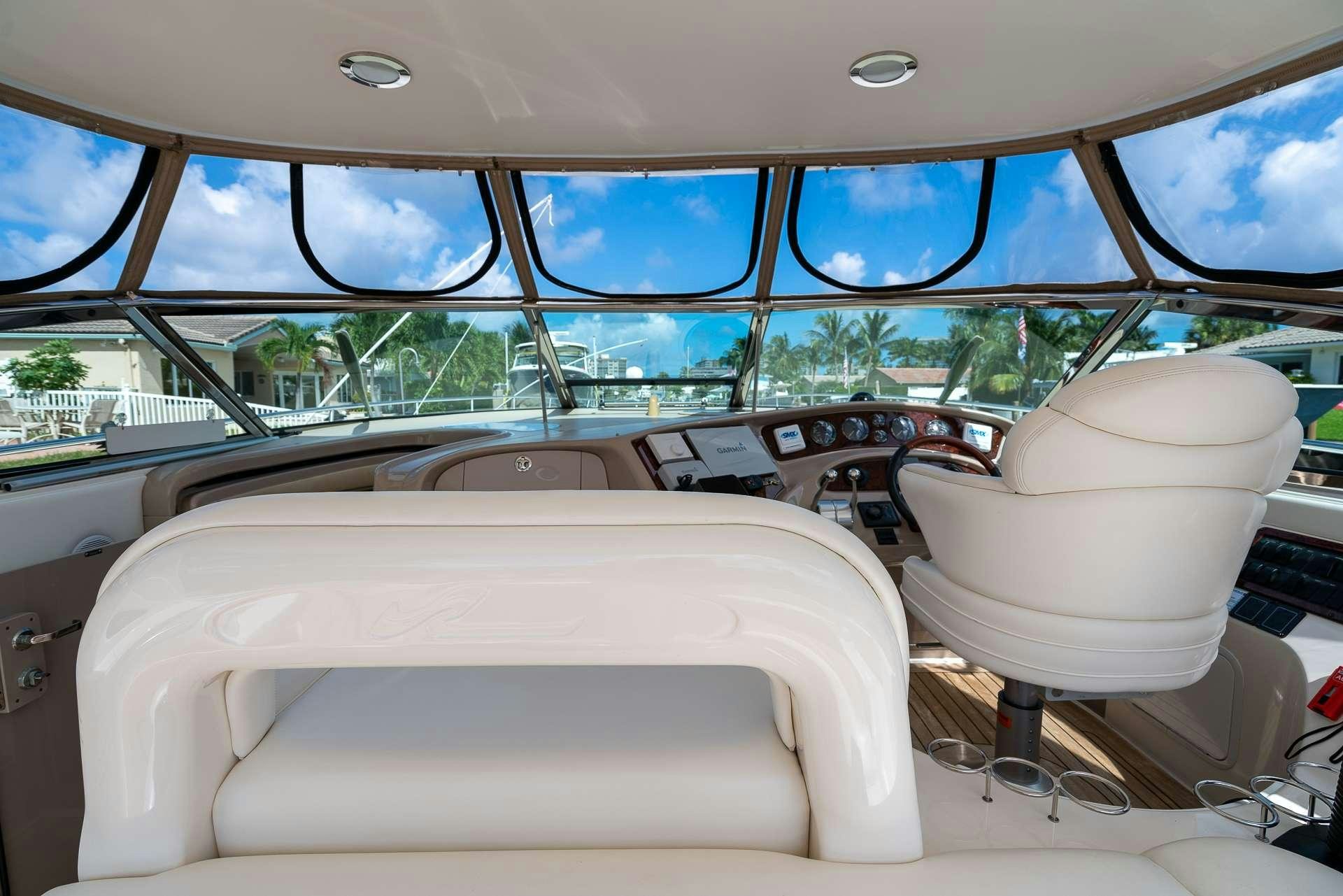 inside of a car aboard XOXO Yacht for Charter