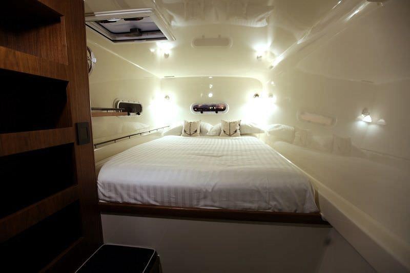 a room with two beds aboard SLIM Yacht for Charter