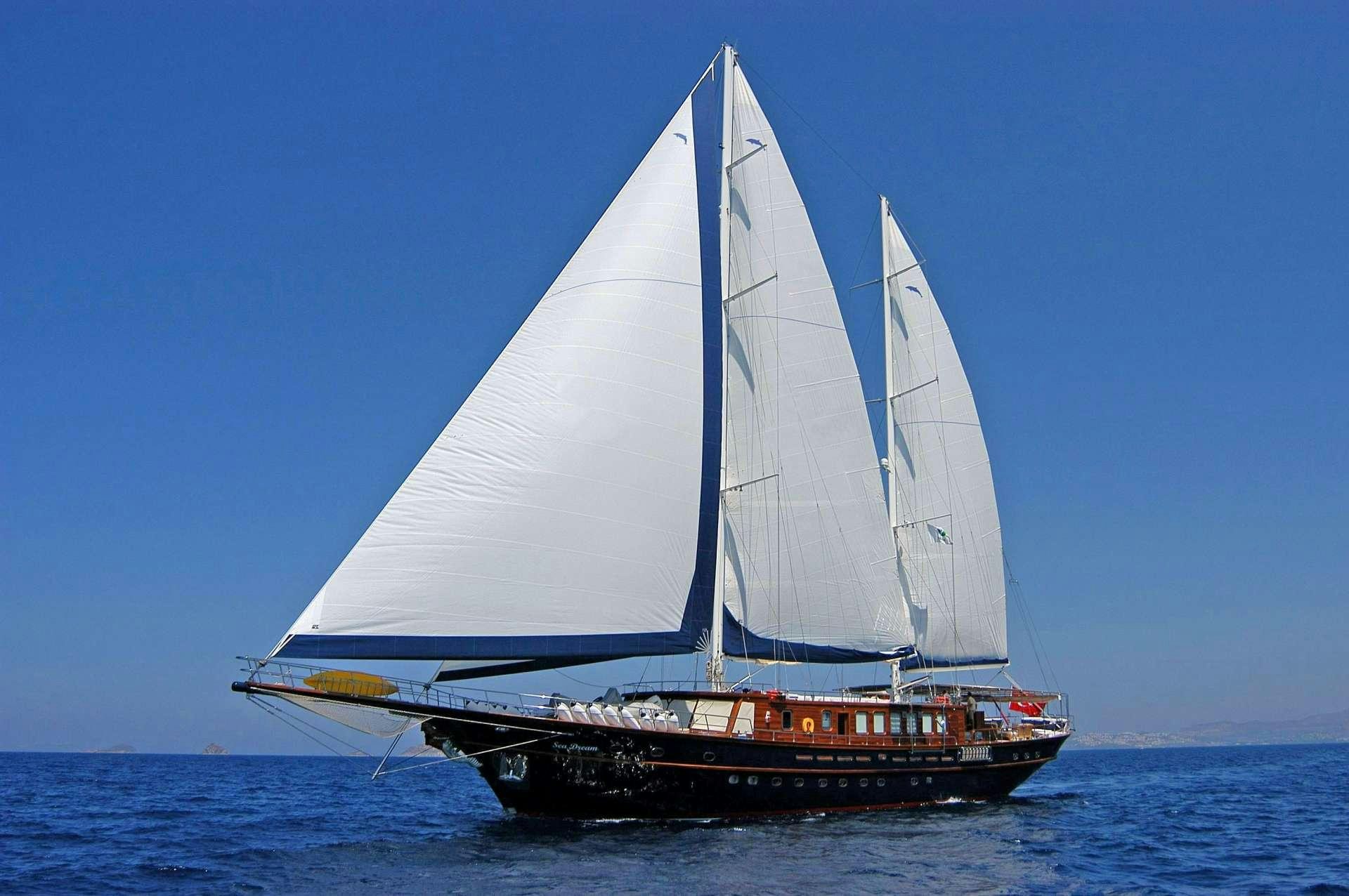 a sailboat on the water aboard SEA DREAM Yacht for Charter