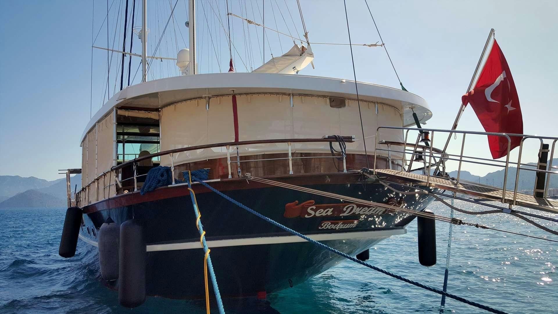 a boat on the water aboard SEA DREAM Yacht for Charter