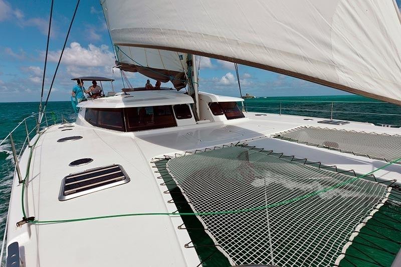 a boat with a solar panel aboard ALIVE Yacht for Charter