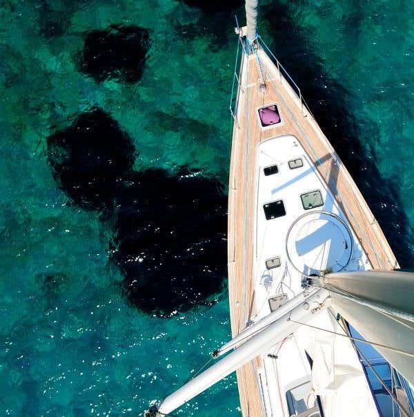a high angle view of a boat aboard SEA STAR Yacht for Charter
