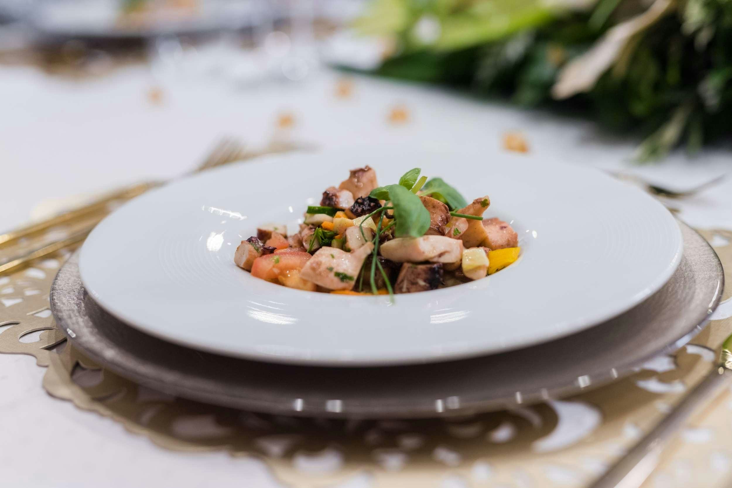 a plate of food aboard BORA BORA Yacht for Charter