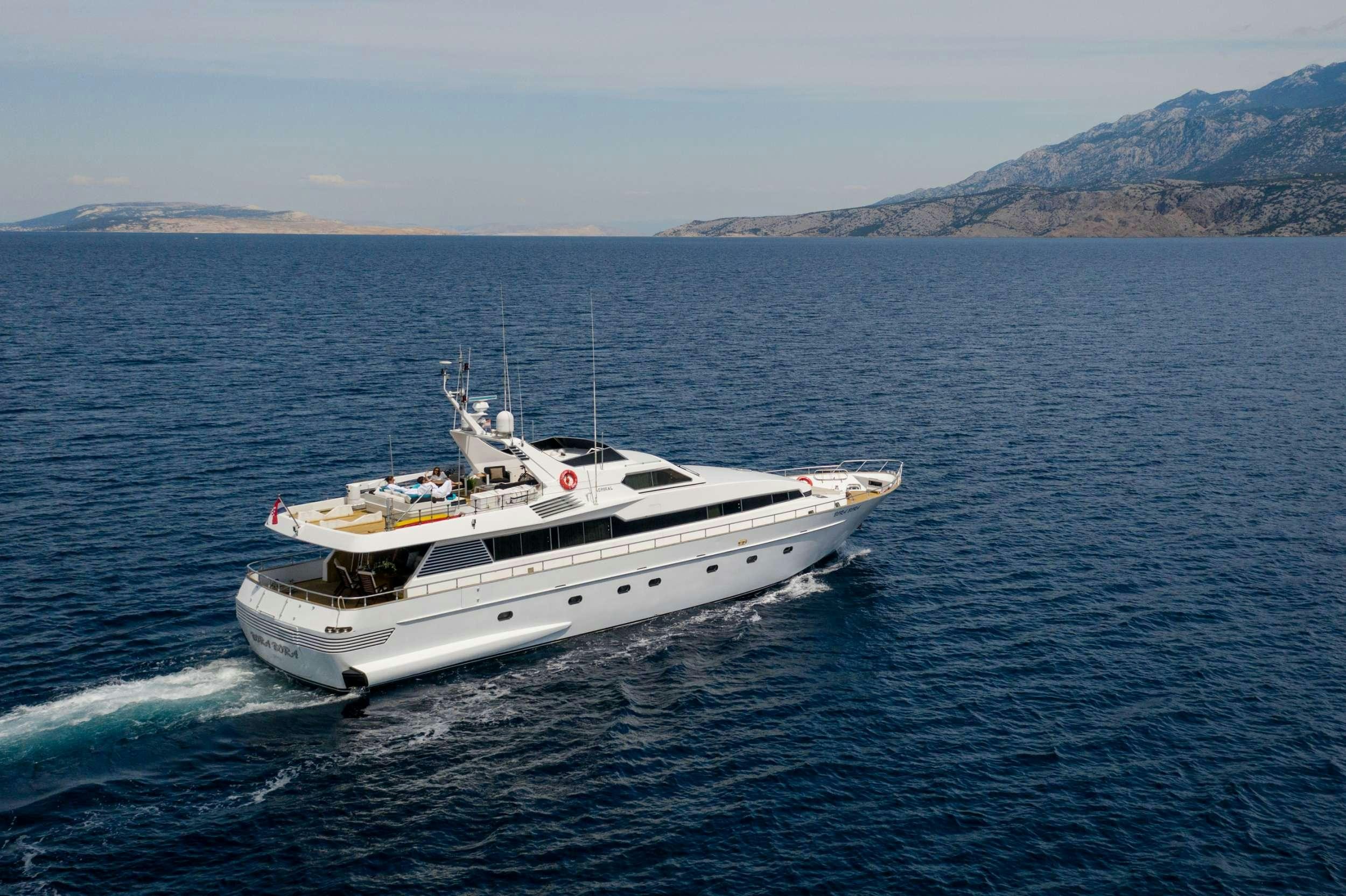 a boat on the water aboard BORA BORA Yacht for Charter