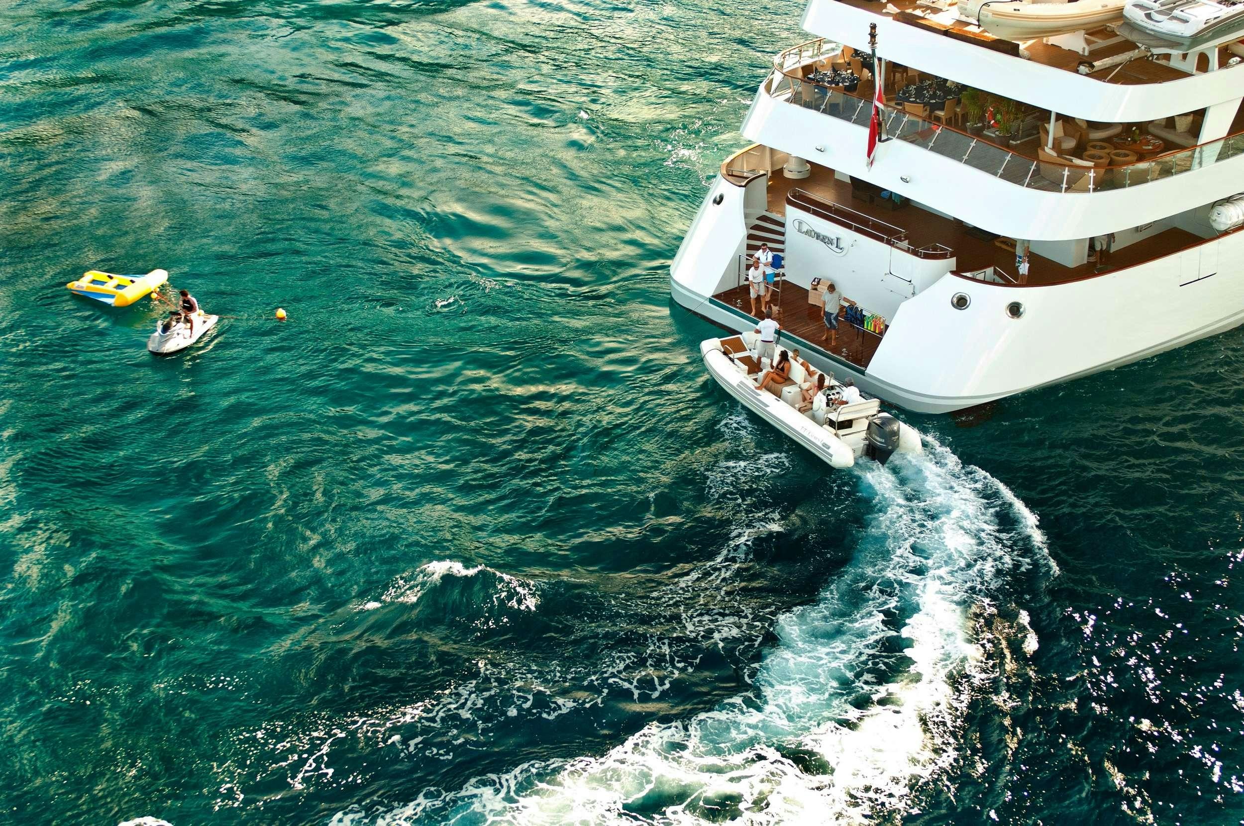a boat in the water aboard LAUREN L Yacht for Charter