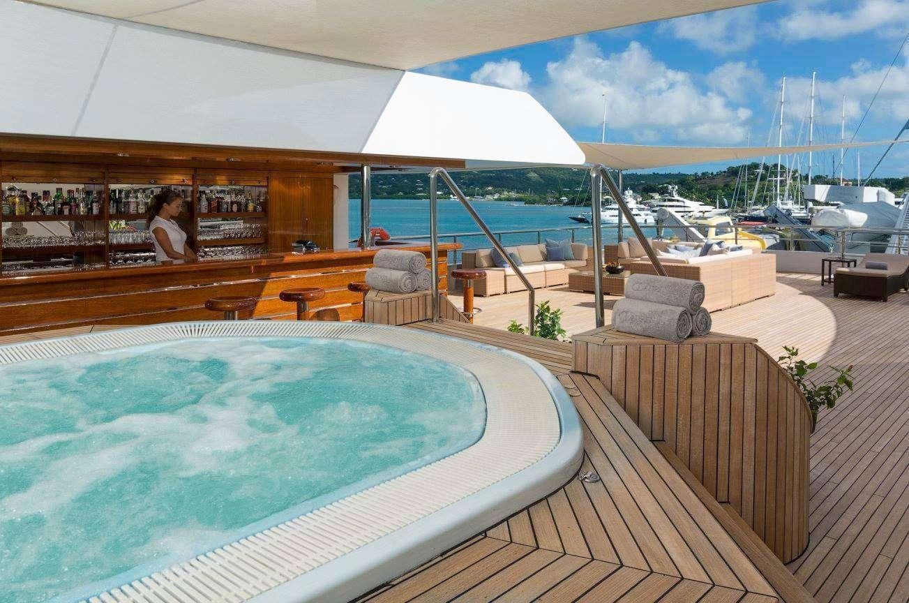 a pool on a deck aboard LAUREN L Yacht for Charter