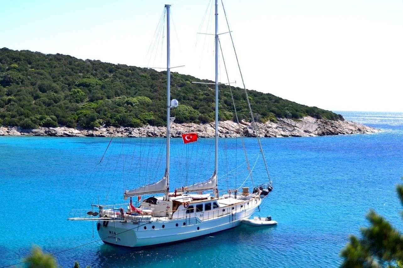 a boat sailing on the sea aboard MIA 1 Yacht for Charter