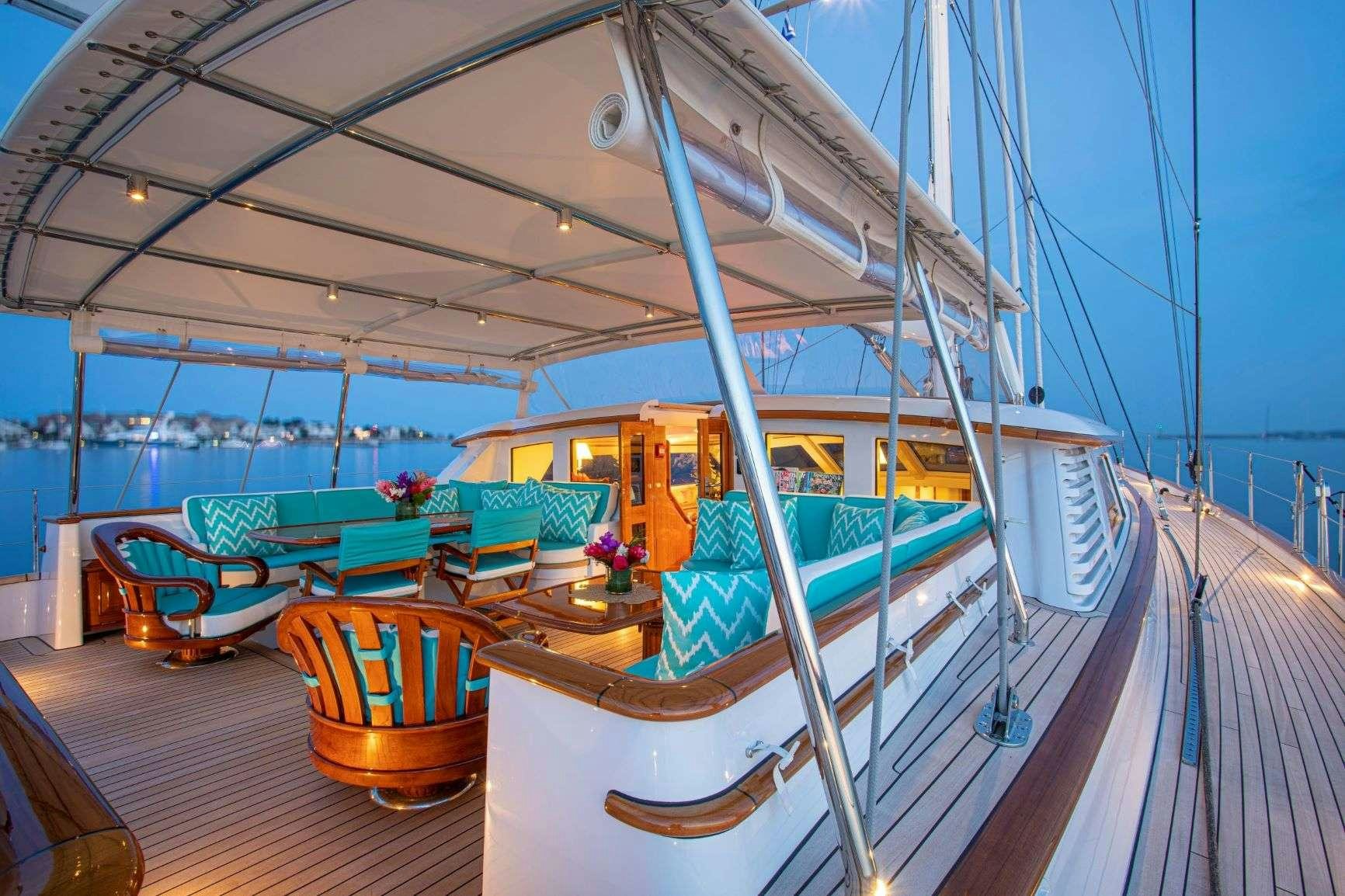 a boat on a deck aboard WHISPER Yacht for Charter