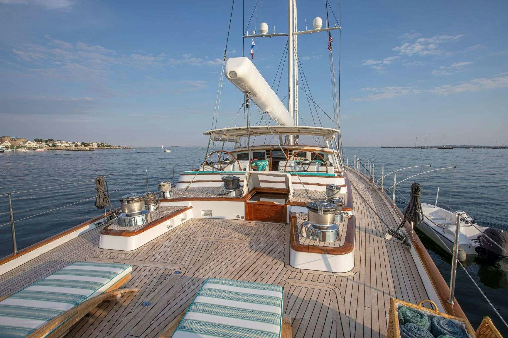 a boat on the water aboard WHISPER Yacht for Charter