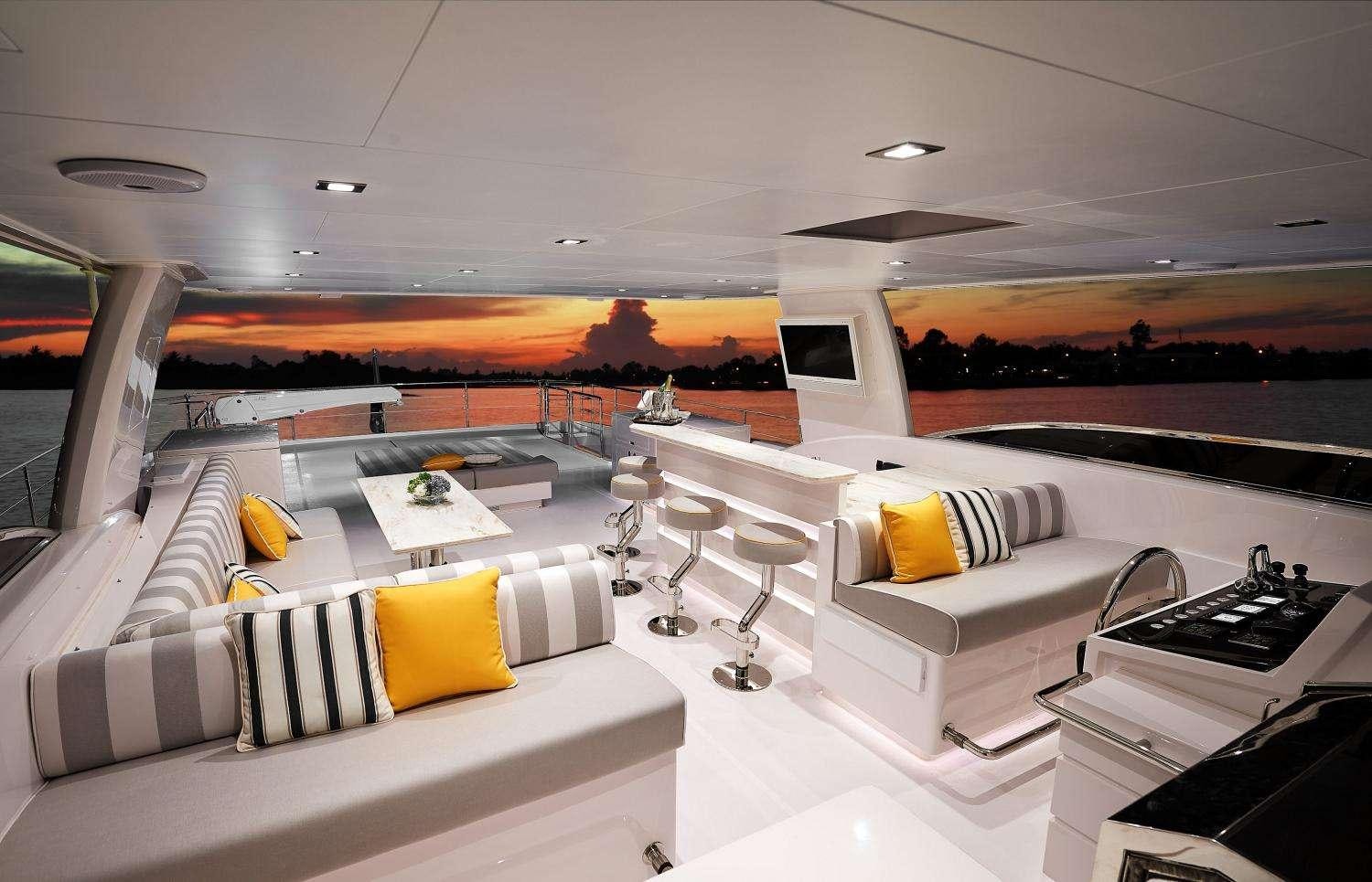 inside of a car aboard MIDNIGHT MOON Yacht for Charter