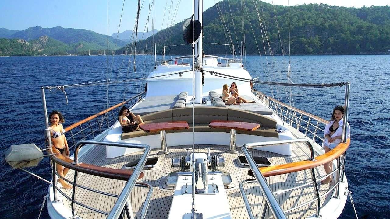 a group of people on a boat aboard SADIYE HANIM Yacht for Charter