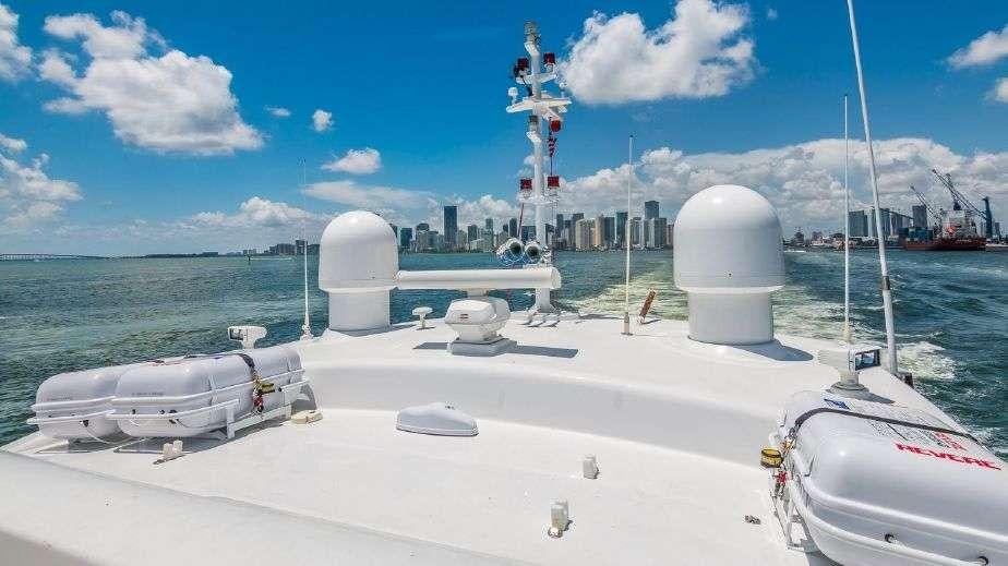 a group of white structures on a boat in the water aboard DOUBLE SHOT Yacht for Charter