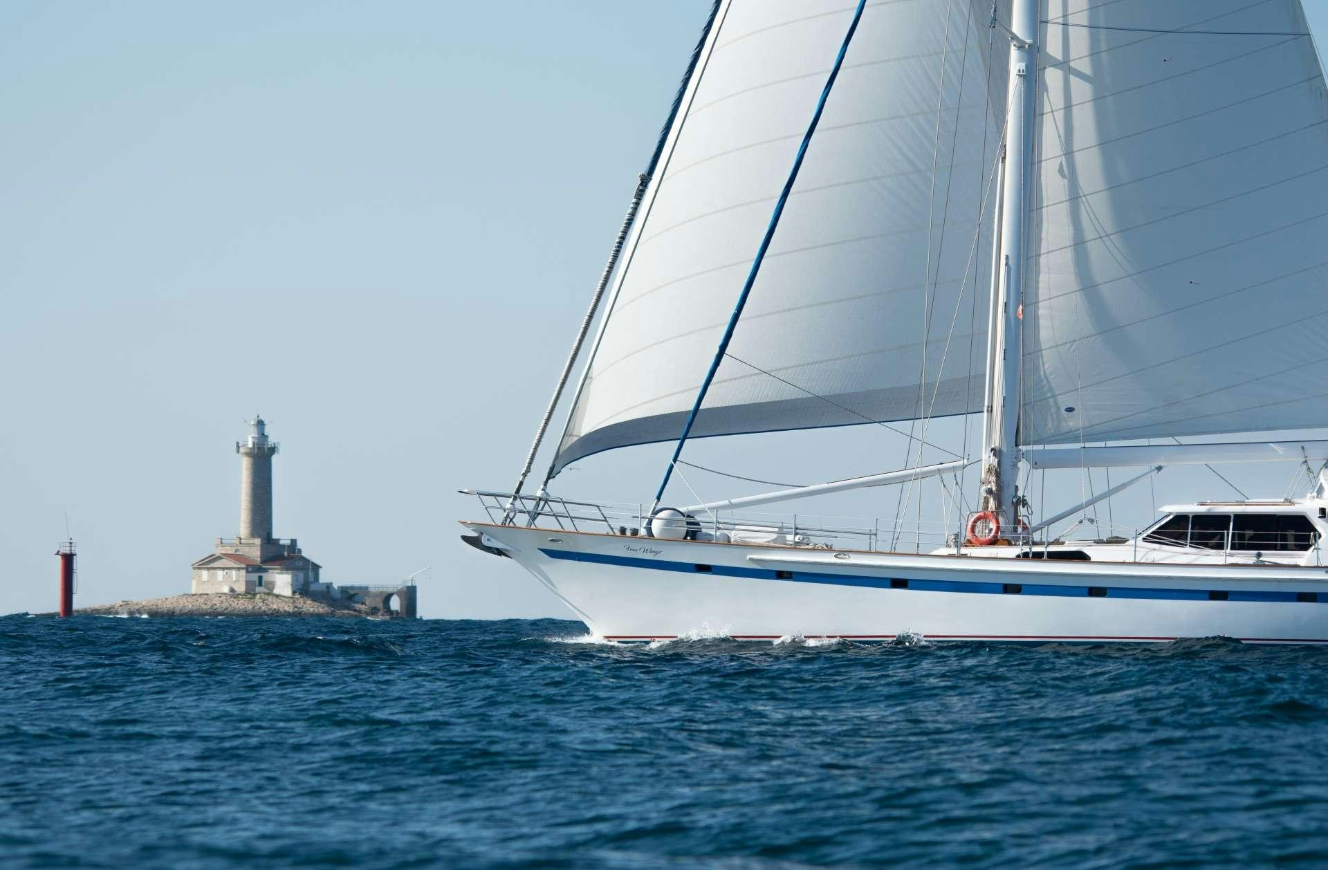 a boat on the water aboard Free Wings Yacht for Charter