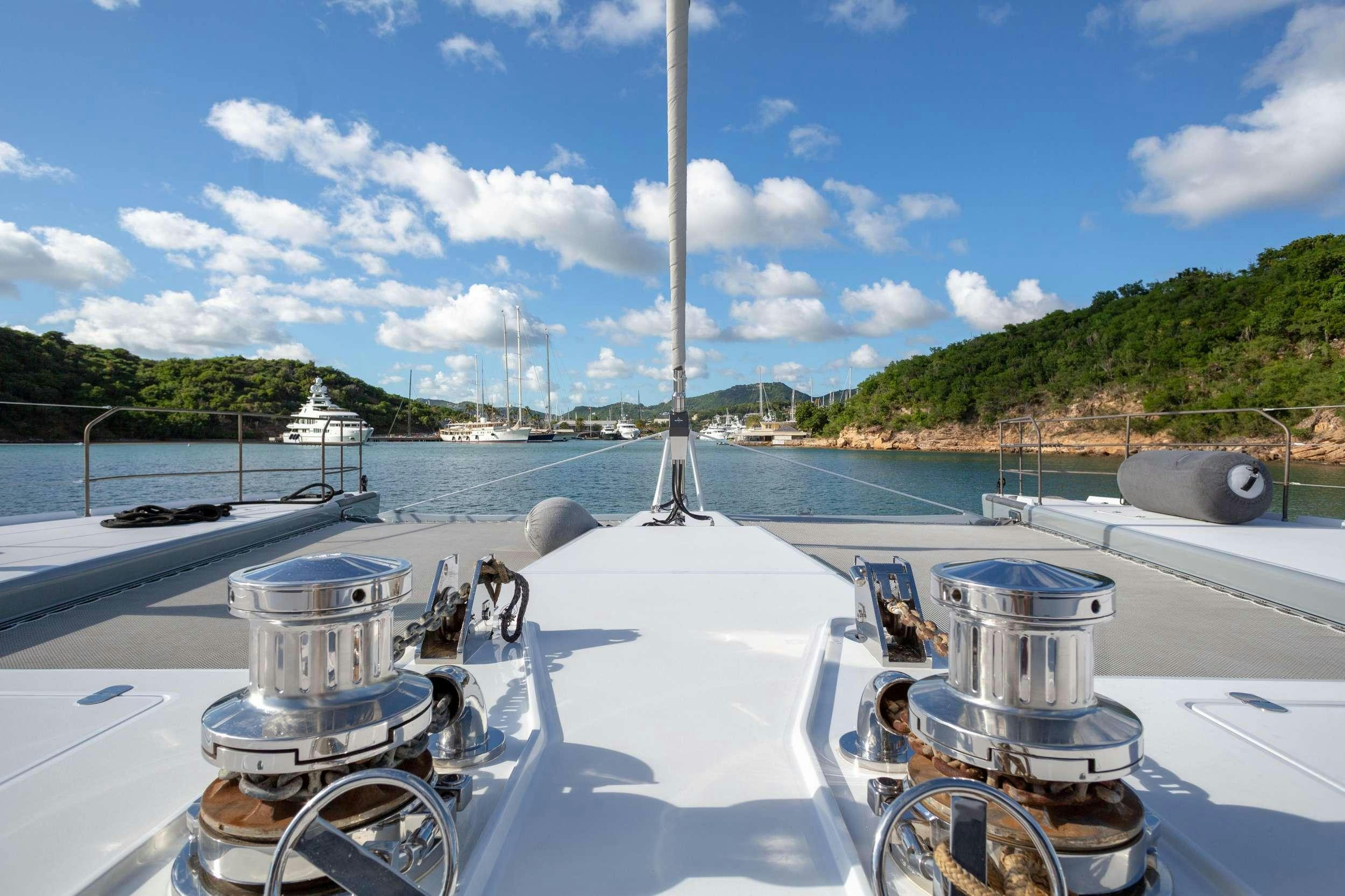 a boat on the water aboard CHE Yacht for Charter
