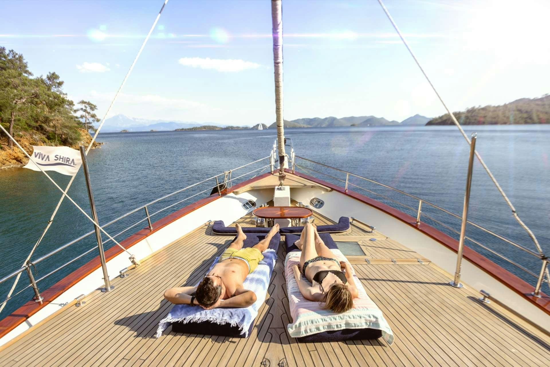 a group of people on a boat aboard VIVA SHIRA Yacht for Charter