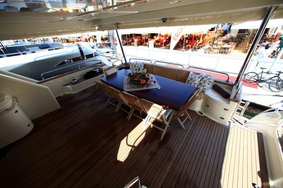 a boat on a deck aboard MERVE Yacht for Charter