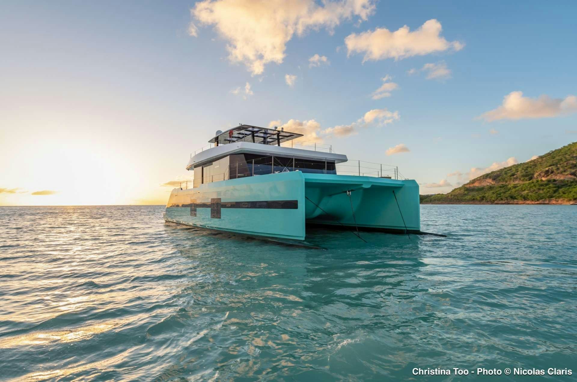 a boat in the water aboard CHRISTINA TOO Yacht for Charter