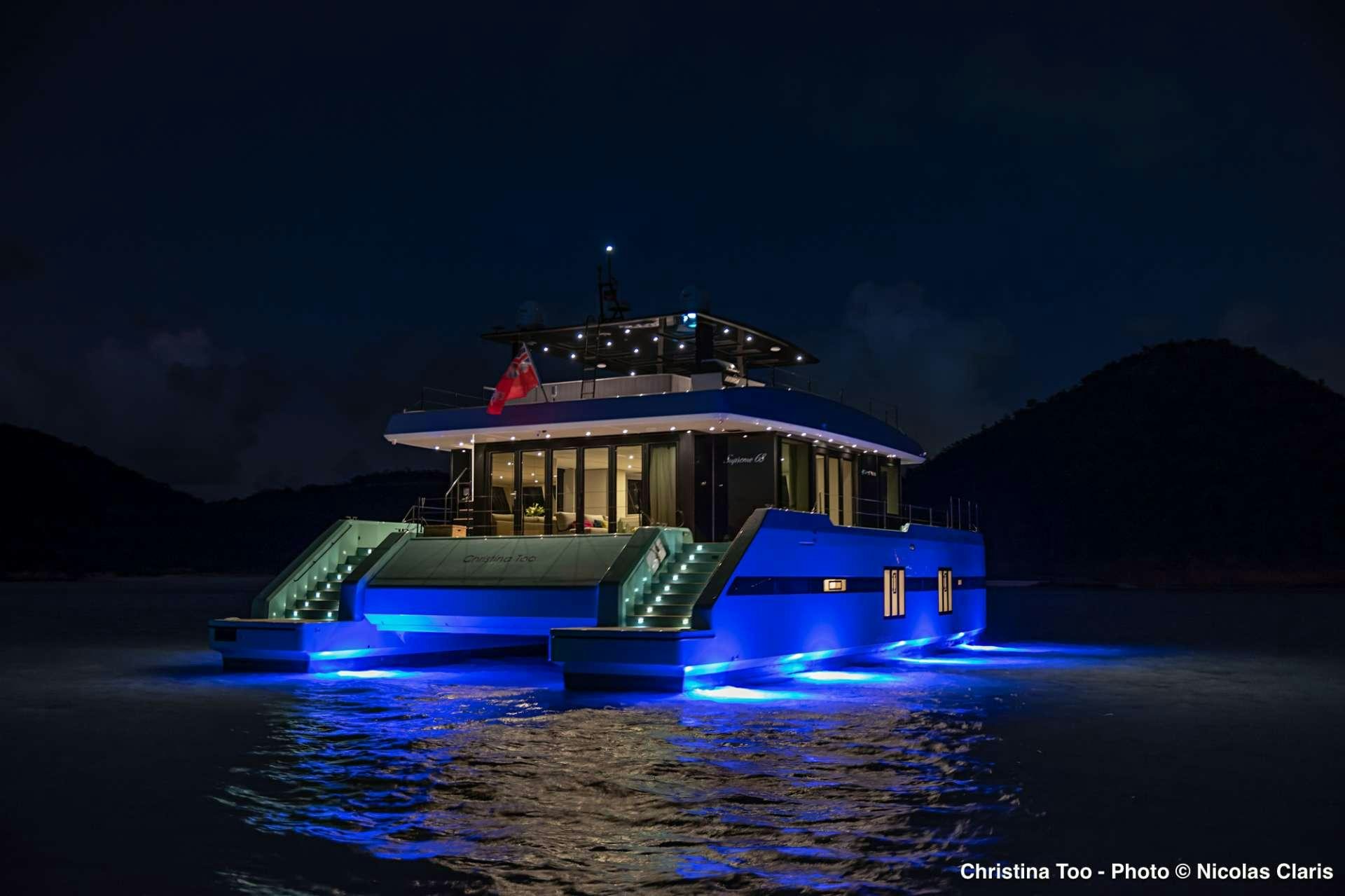 a boat on the water aboard CHRISTINA TOO Yacht for Sale