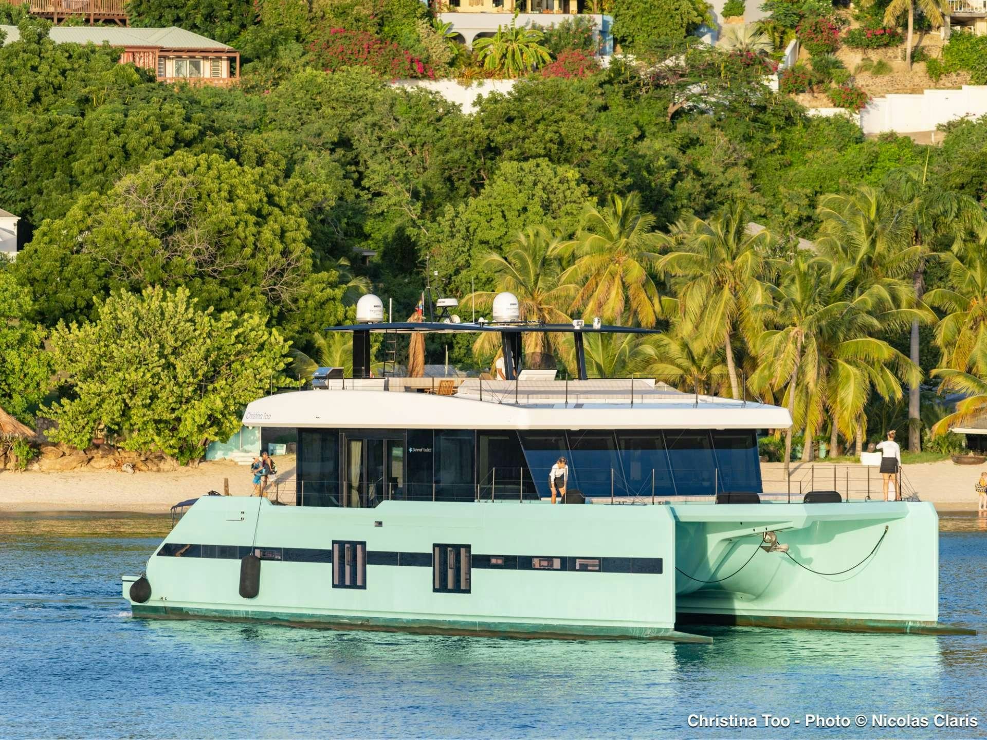 a boat on the water aboard CHRISTINA TOO Yacht for Sale