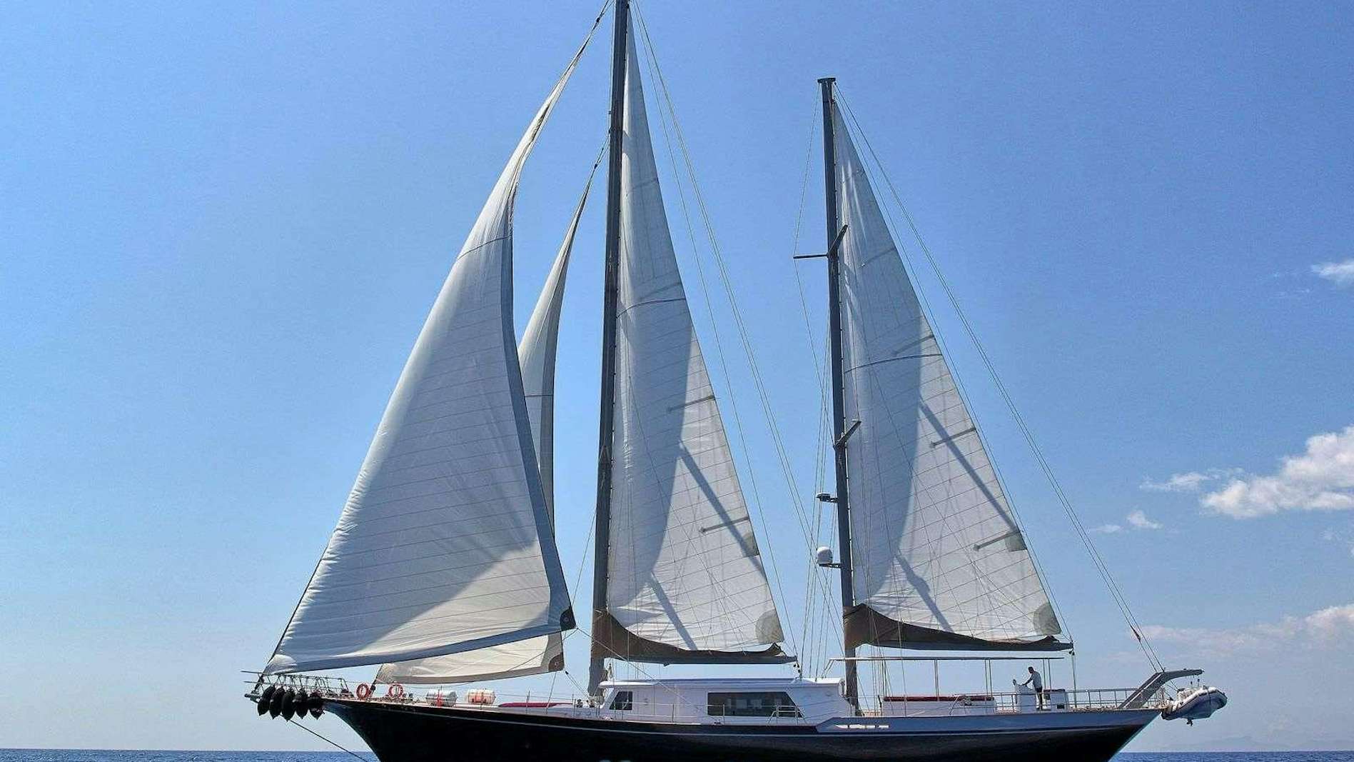 a sailboat on the water aboard MOSS Yacht for Charter