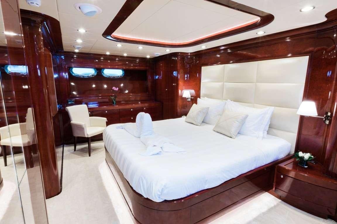 a bed in a room aboard ALBATOR 2 Yacht for Charter