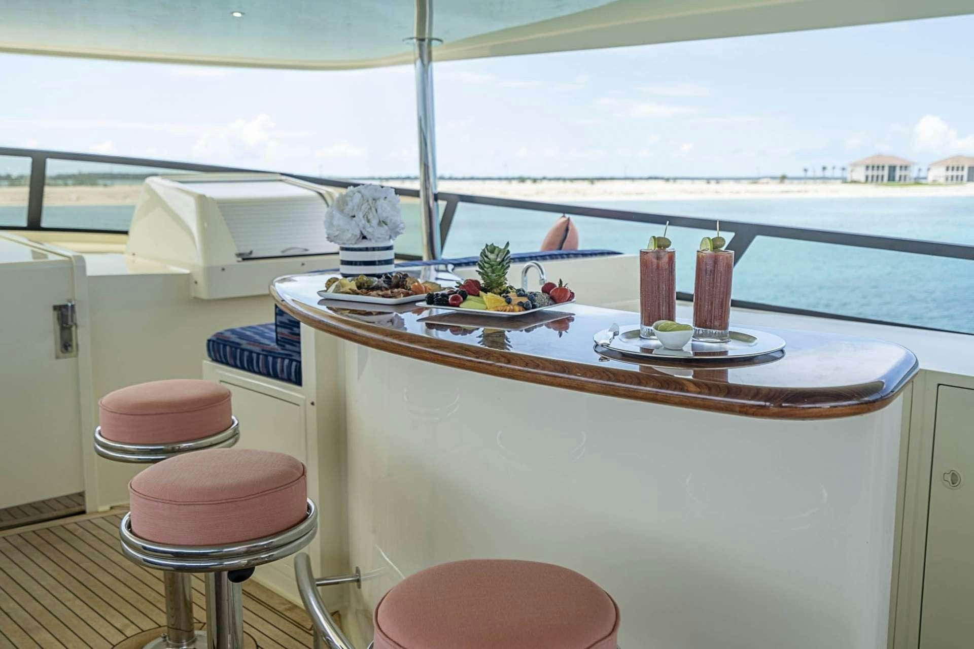 a table with food on it aboard TRUE NORTH Yacht for Charter
