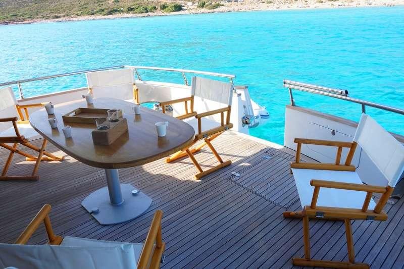 a boat on a dock aboard EMILIA Yacht for Charter