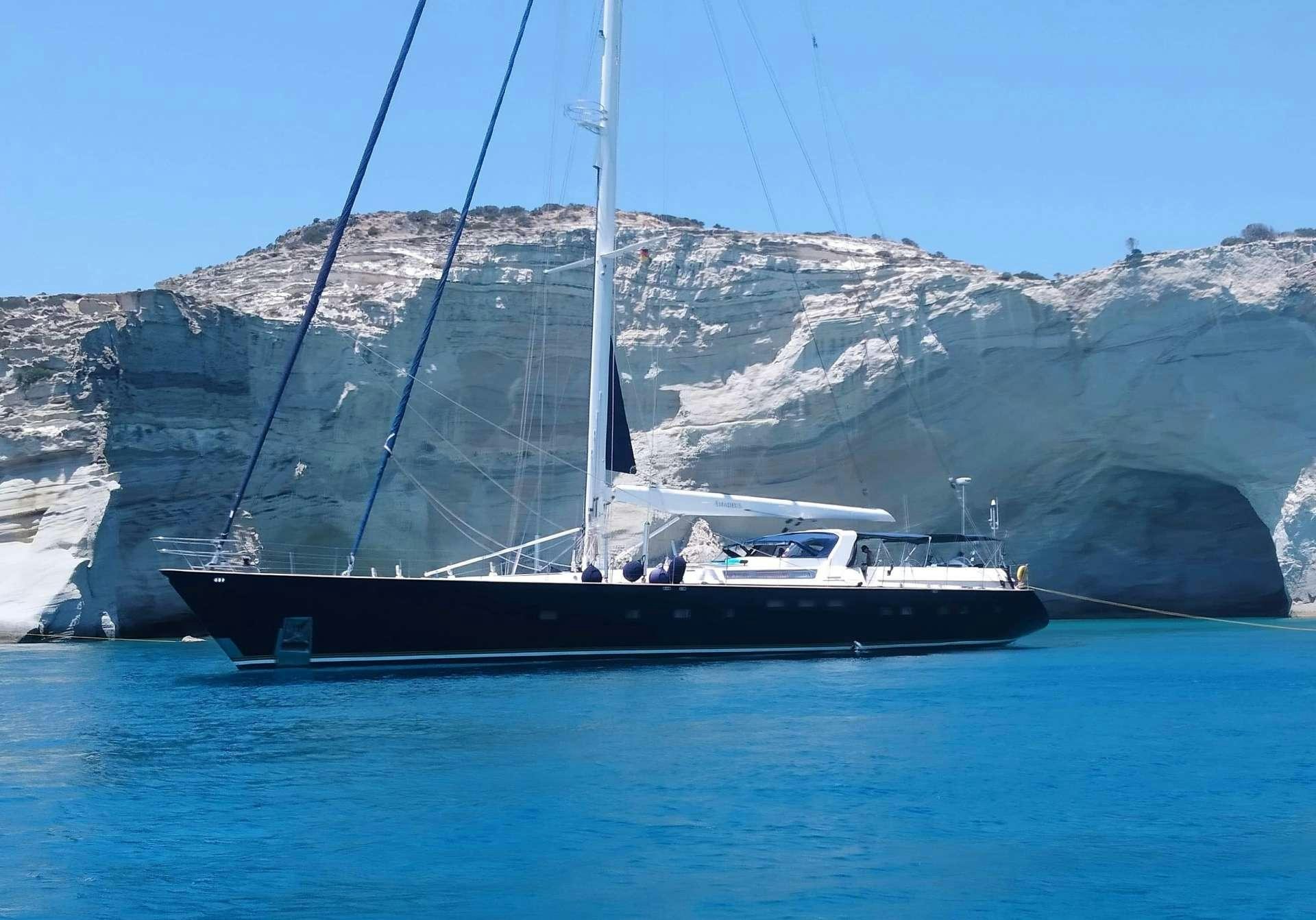 a boat on the water aboard AMADEUS Yacht for Charter