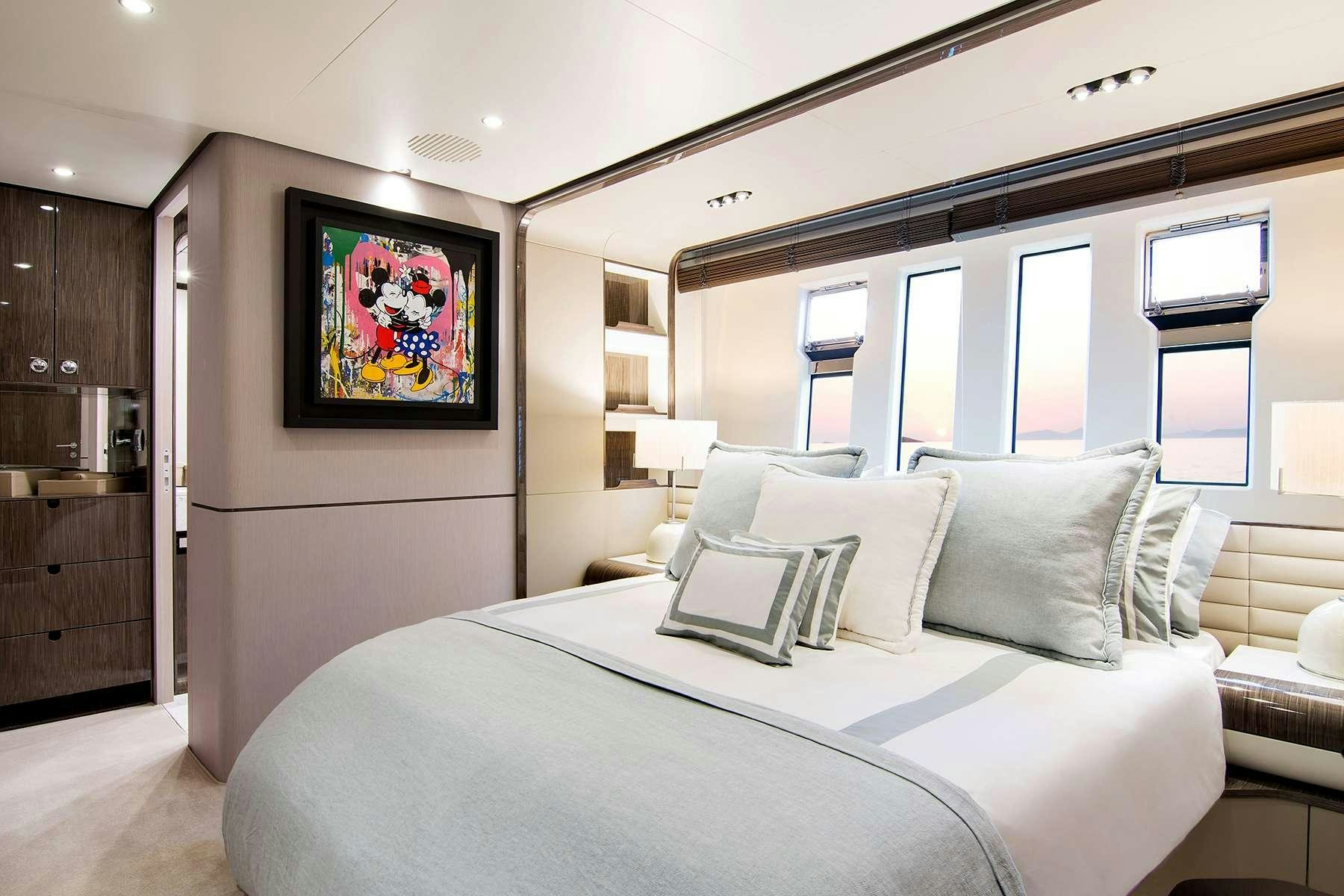 a bed in a room aboard MEMORIES TOO Yacht for Charter