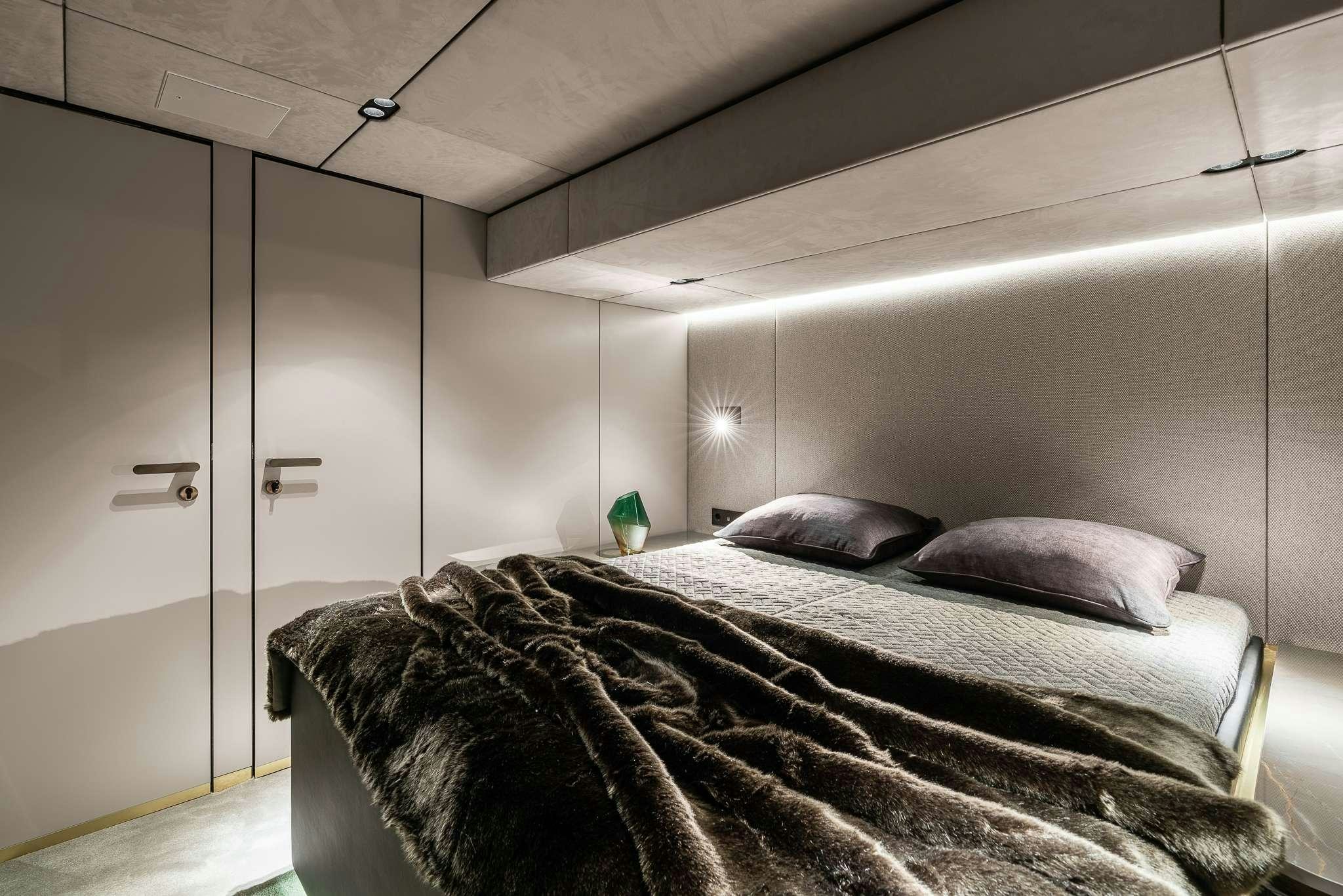 a bed in a room aboard SEIYA Yacht for Charter