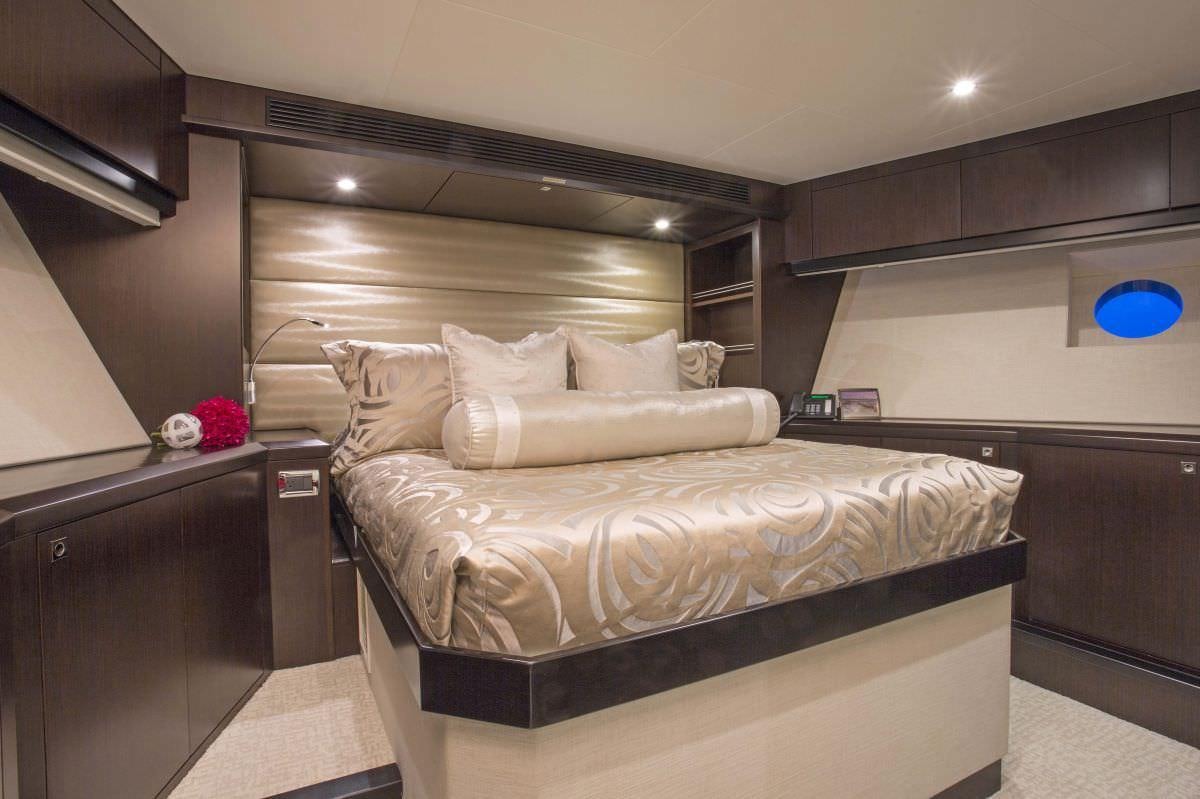 a bed in a room aboard LADY CARMEN Yacht for Charter