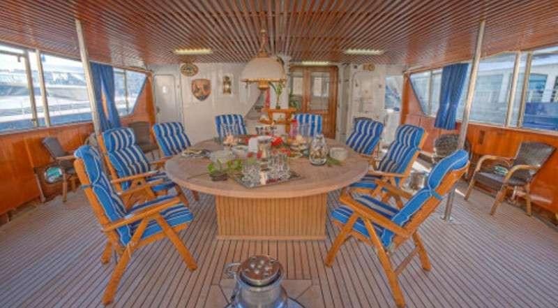 a room with tables and chairs aboard SANSSOUCI STAR Yacht for Charter