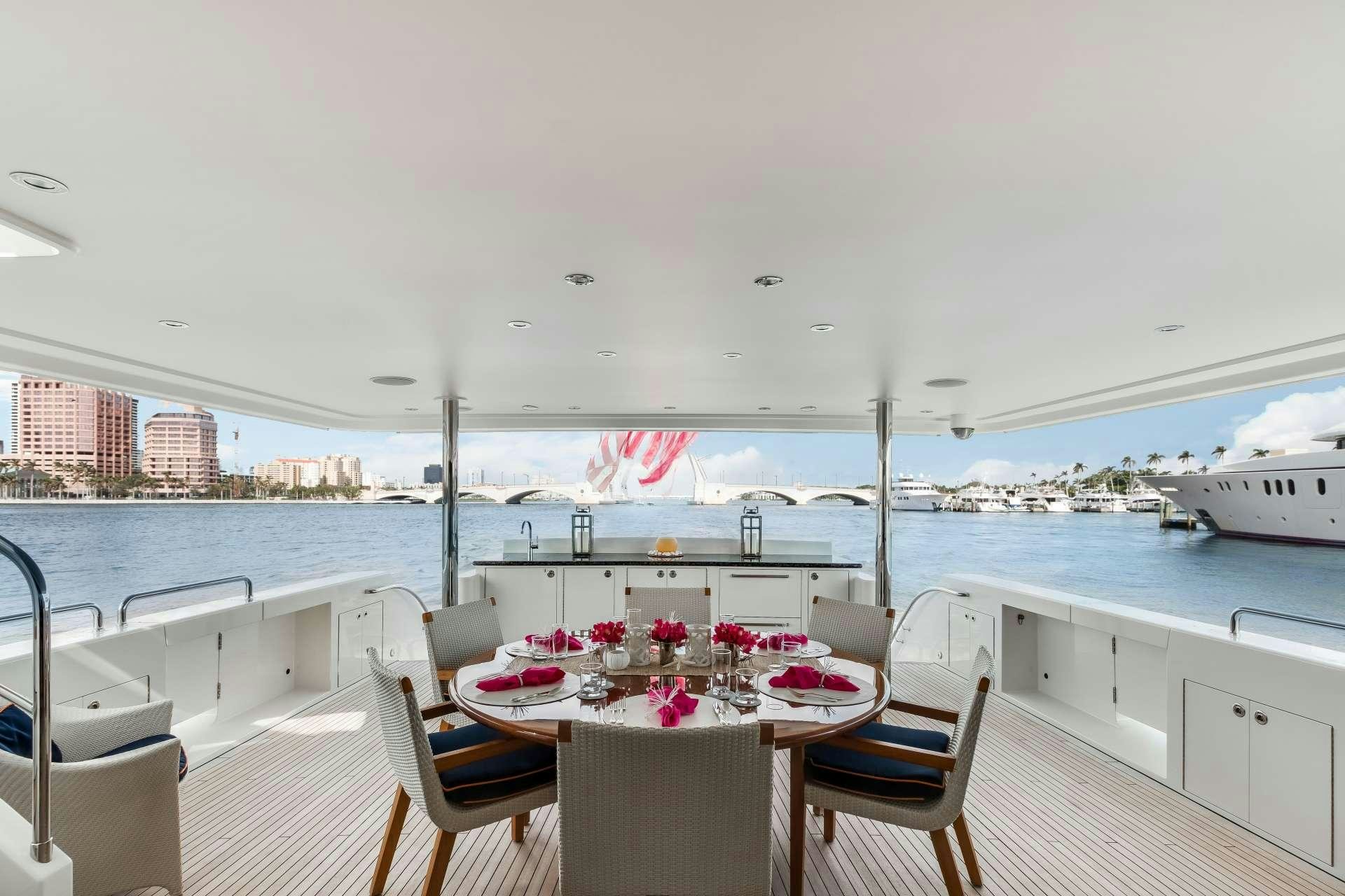 a table on a boat aboard OUR HERITAGE Yacht for Charter