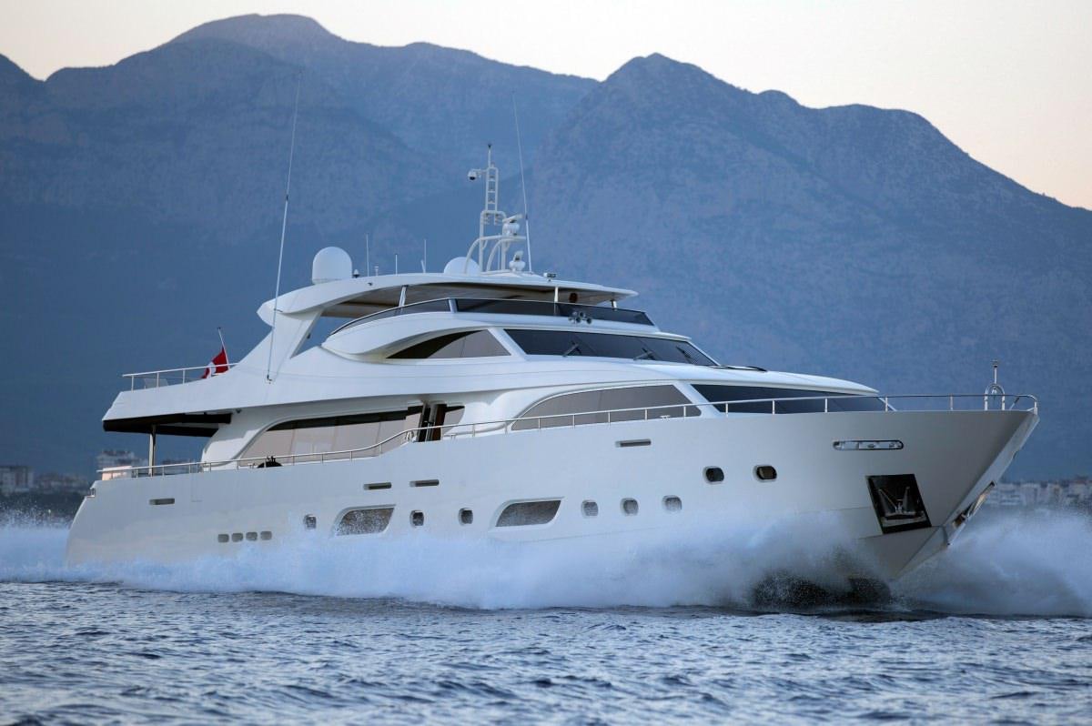 a large white yacht aboard PANFELISS Yacht for Charter