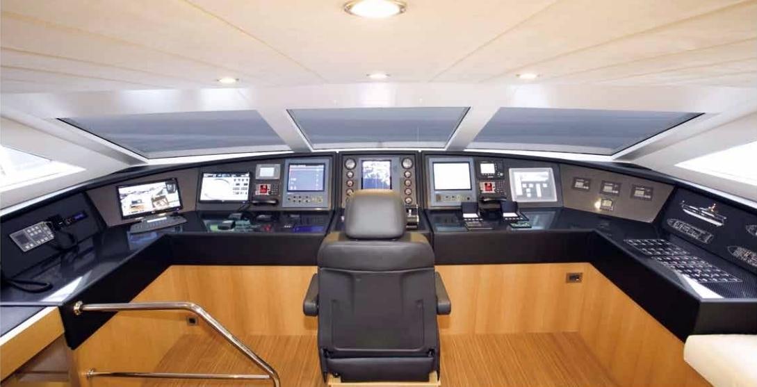 a room with computers and monitors aboard PANFELISS Yacht for Charter