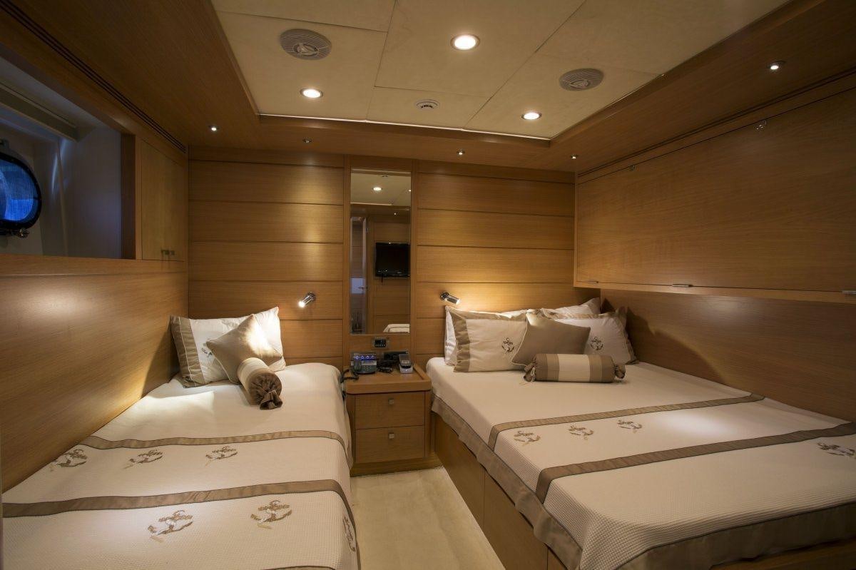 a room with two beds aboard PANFELISS Yacht for Charter