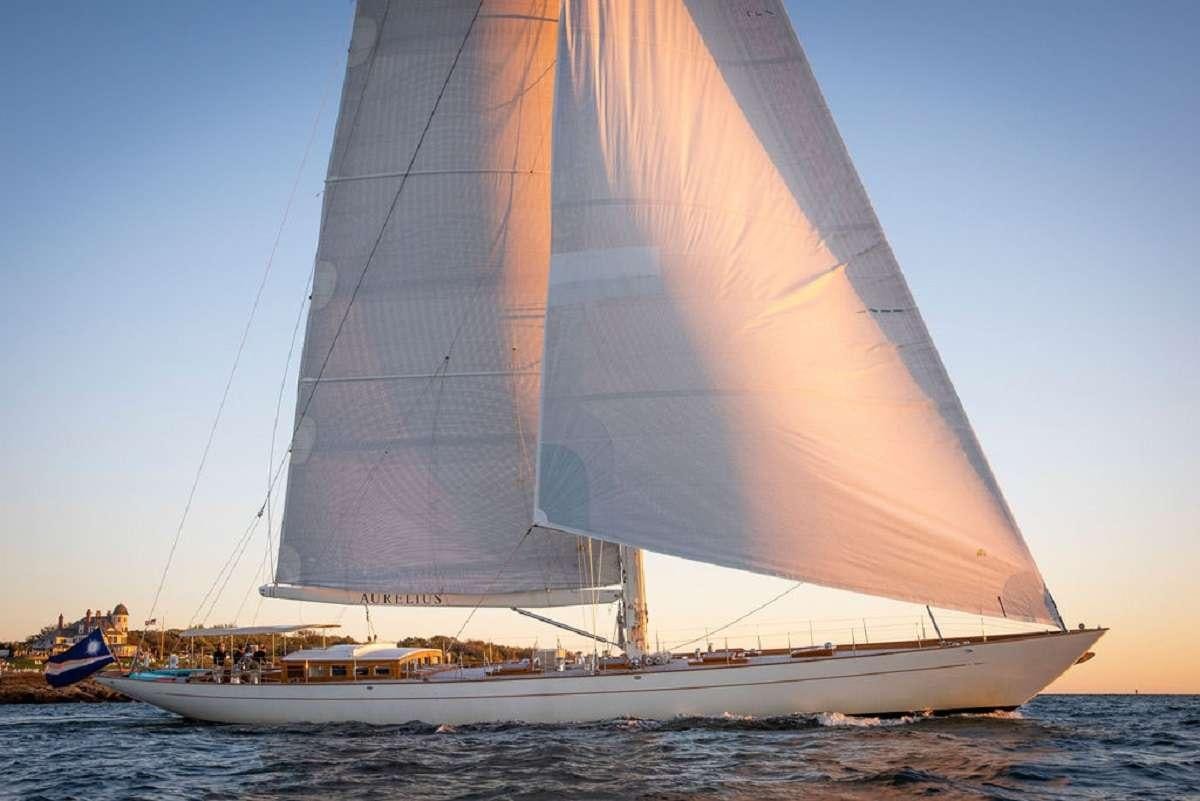 a sailboat on the water aboard AURELIUS 111 Yacht for Charter