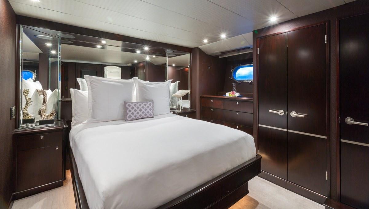 a bed in a room aboard UNBRIDLED Yacht for Charter