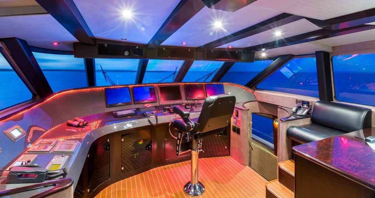 inside of a vehicle aboard UNBRIDLED Yacht for Charter