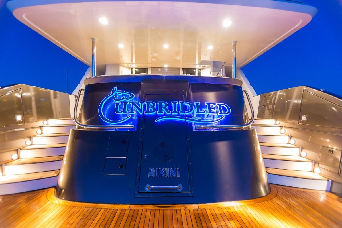 a large blue machine aboard UNBRIDLED Yacht for Charter