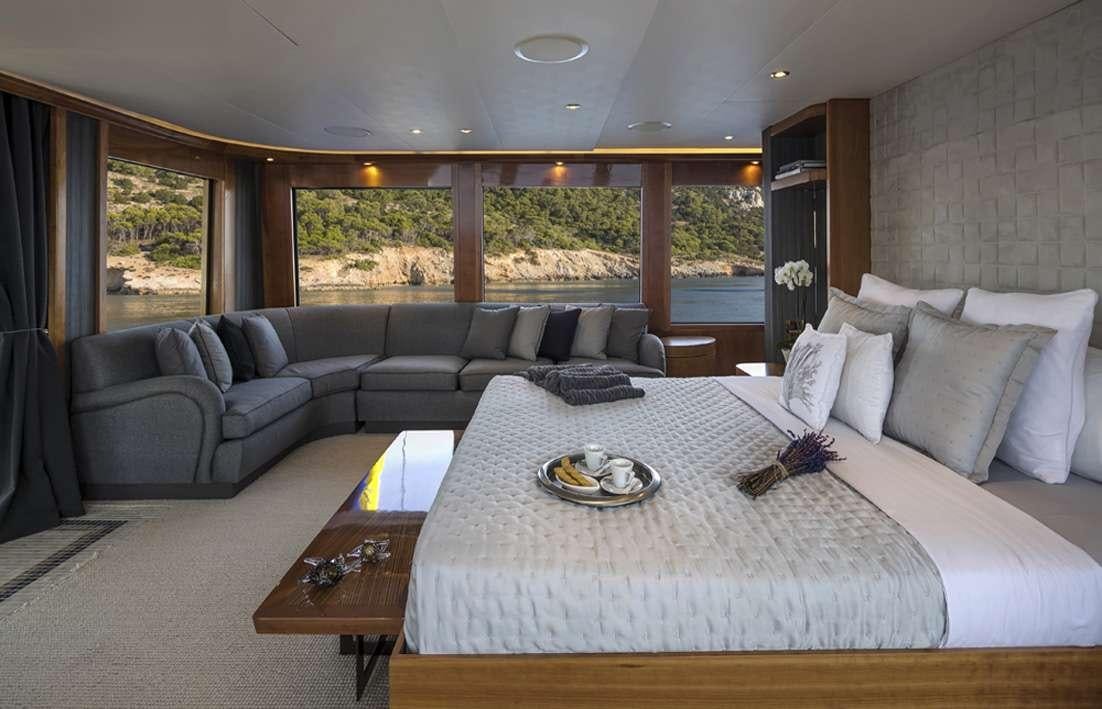 a large bedroom with a large bed aboard ENDLESS SUMMER Yacht for Charter