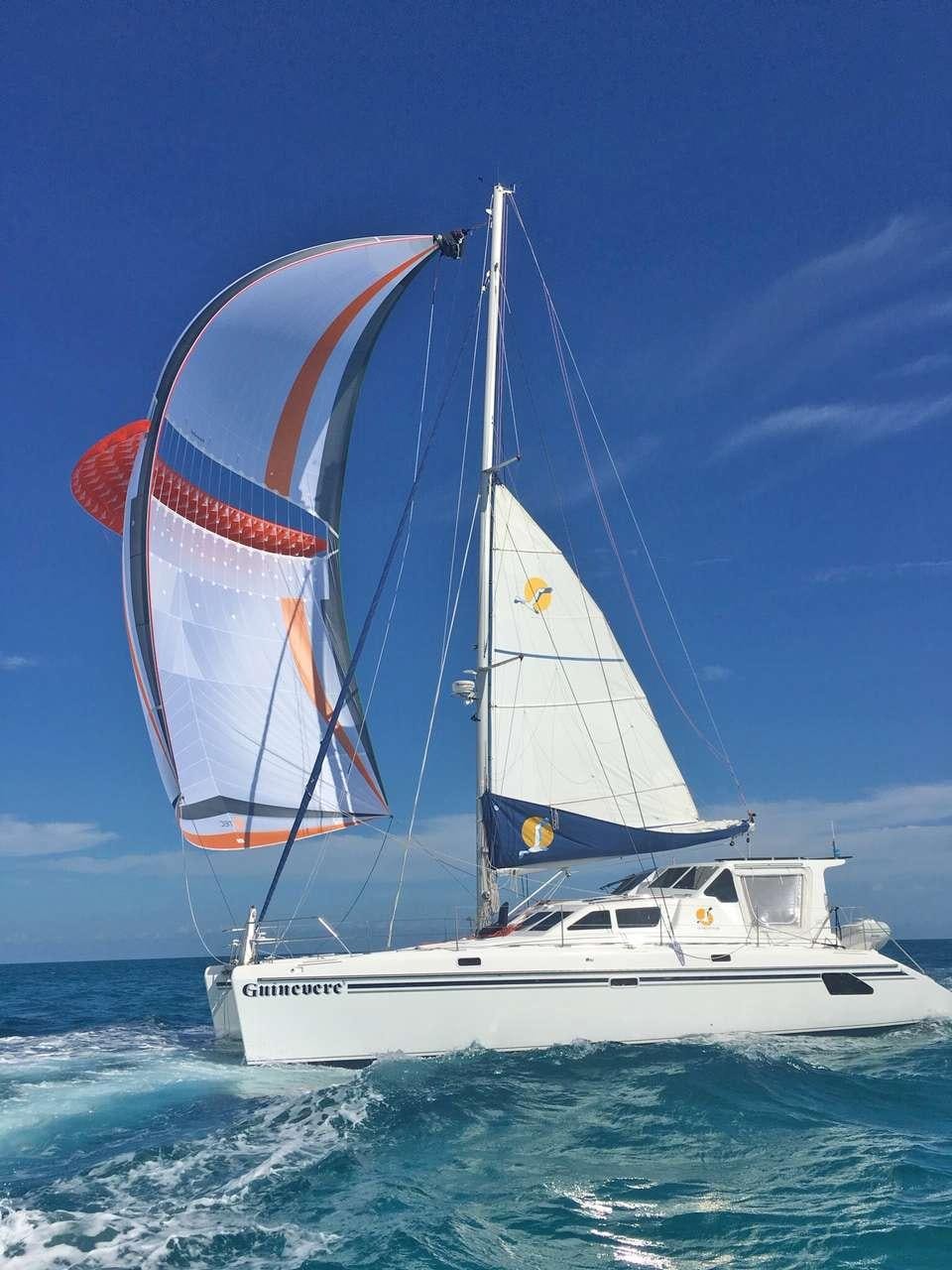 a sailboat on the water aboard GUINEVERE Yacht for Charter