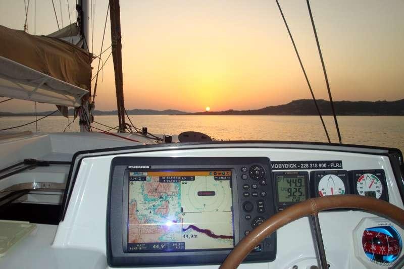 a screen on a vehicle aboard MOBY DICK Yacht for Charter