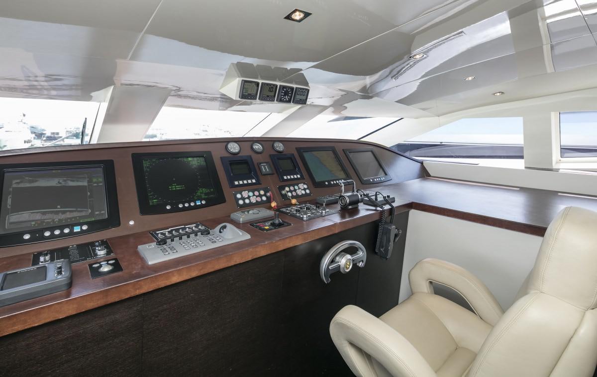 a control room with computers aboard XANAX Yacht for Charter