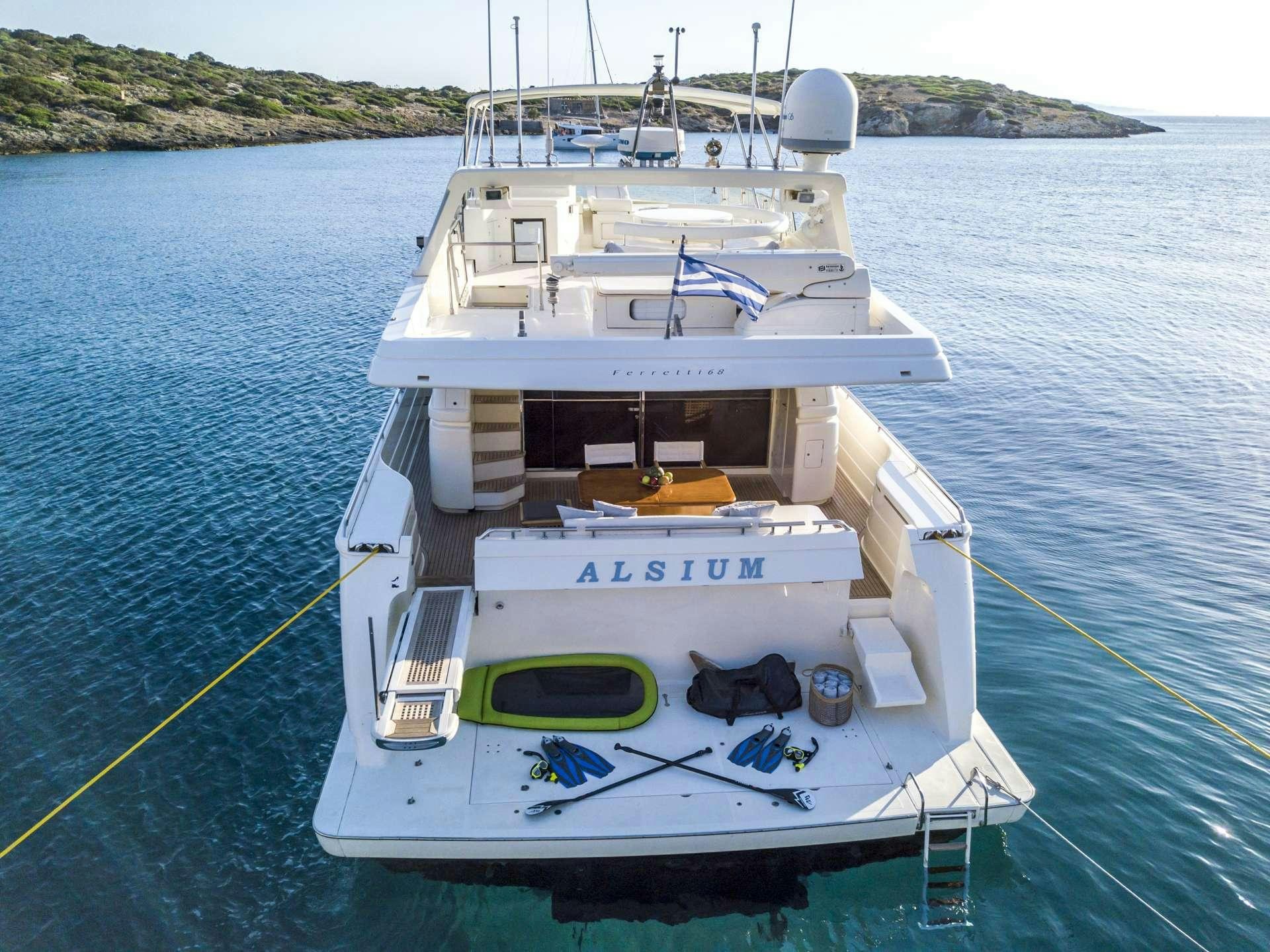 a boat on the water aboard ALSIUM Yacht for Charter