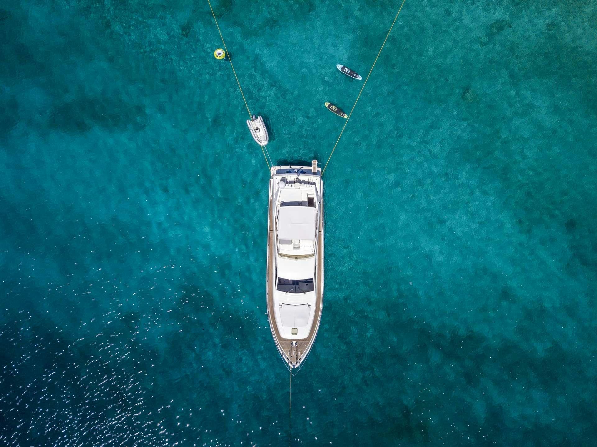 a boat with a rope attached to it aboard ALSIUM Yacht for Charter