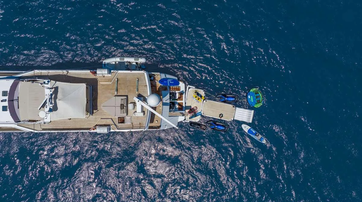 a satellite over a planet aboard SUNLINER X Yacht for Charter