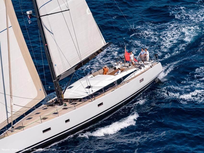 a boat sailing on the sea aboard NEYINA Yacht for Charter