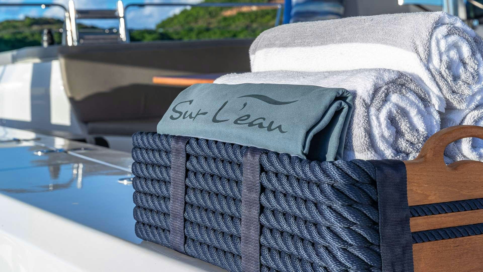 a hat on a chair aboard SUR L'EAU Yacht for Charter